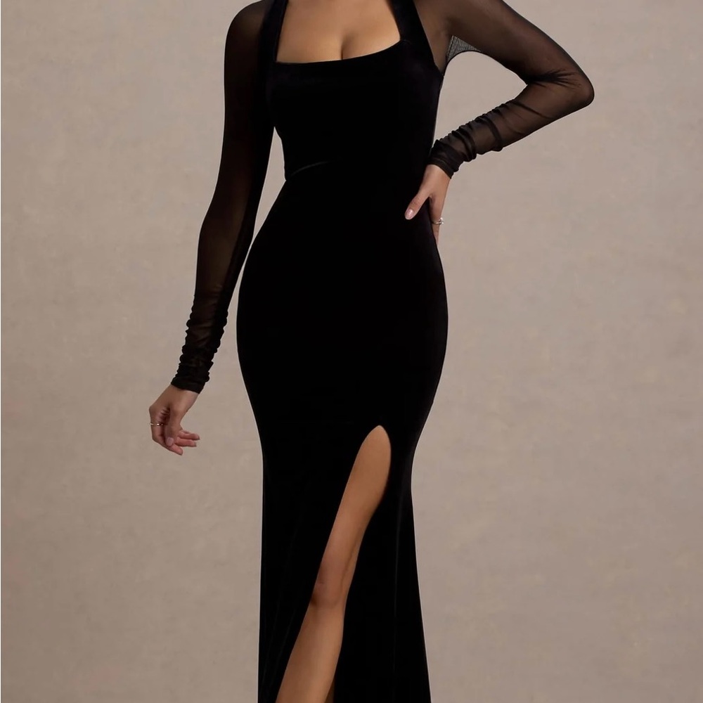 Black Velvet Long Sleeve Dress